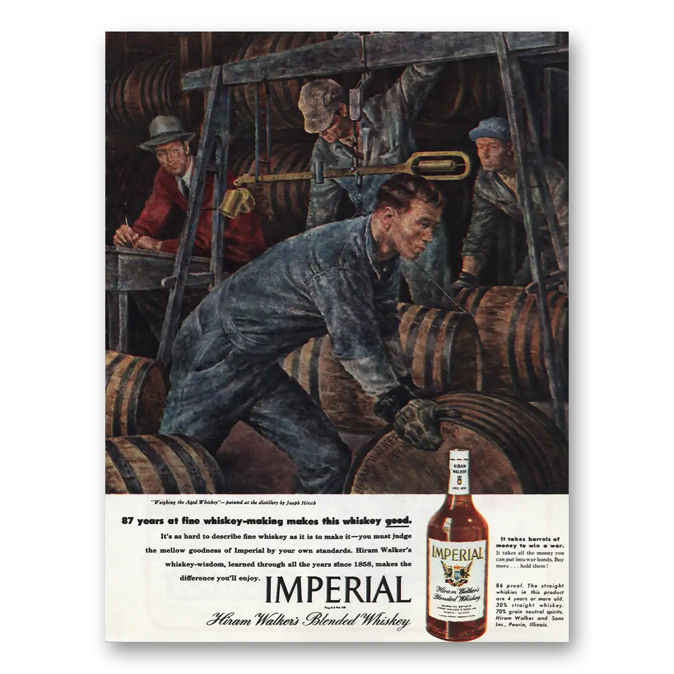 1945 Imperial Whiskey Weighing the Aged Whiskey Vintage Magazine Print Ad