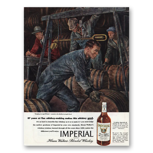 1945 Imperial Whiskey Weighing the Aged Whiskey Vintage Magazine Print Ad