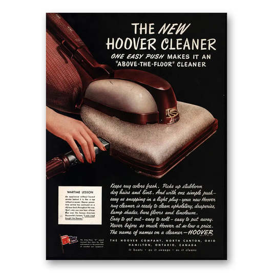 1945 Hoover Vacuum Cleaner One Easy Push Vintage Magazine Print Ad