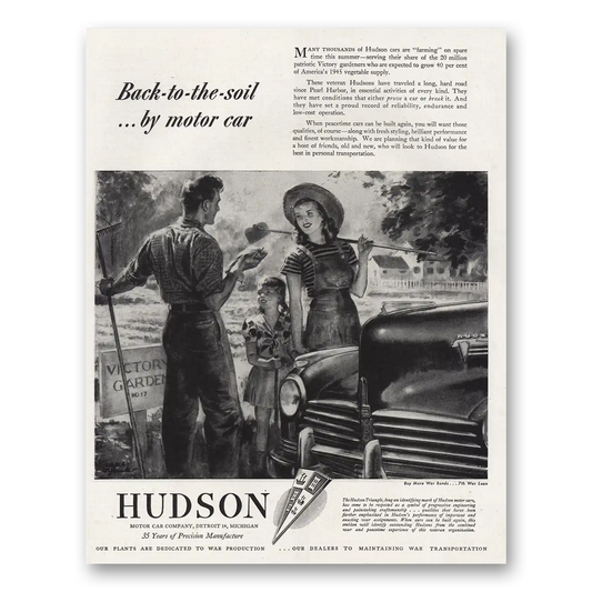 1945 Hudson Motor Car Back to the Soil Vintage Magazine Print Ad