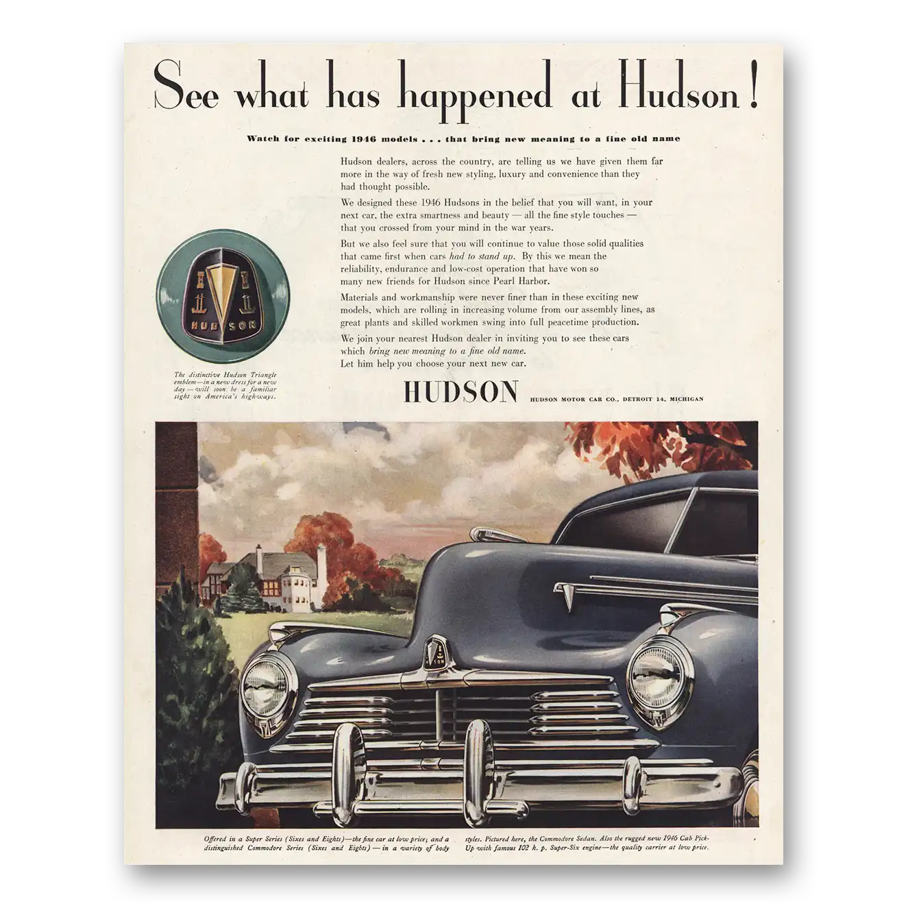 1945 Hudson Motor Car See What Has Happened Vintage Magazine Print Ad