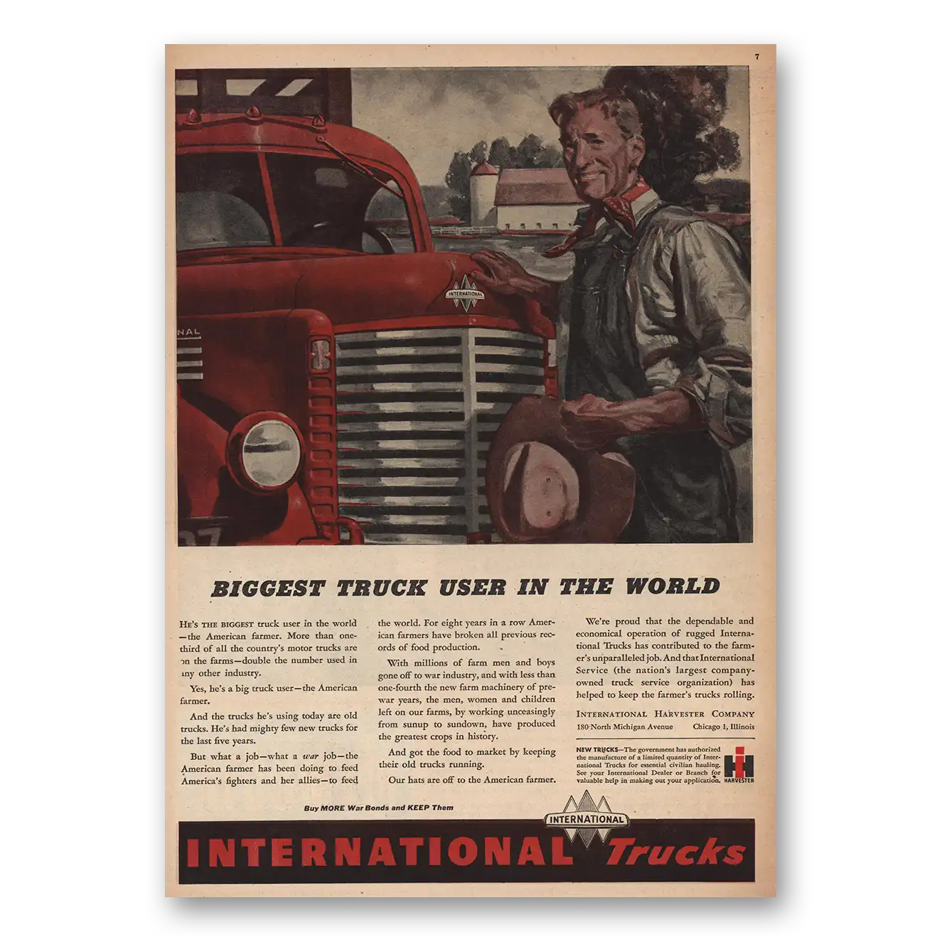 1945 International Trucks Biggest Truck User In World Vintage Magazine Print Ad