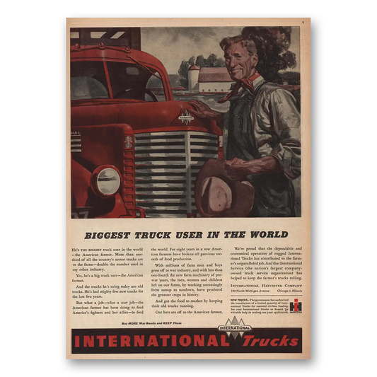 1945 International Trucks Biggest Truck User In World Vintage Magazine Print Ad