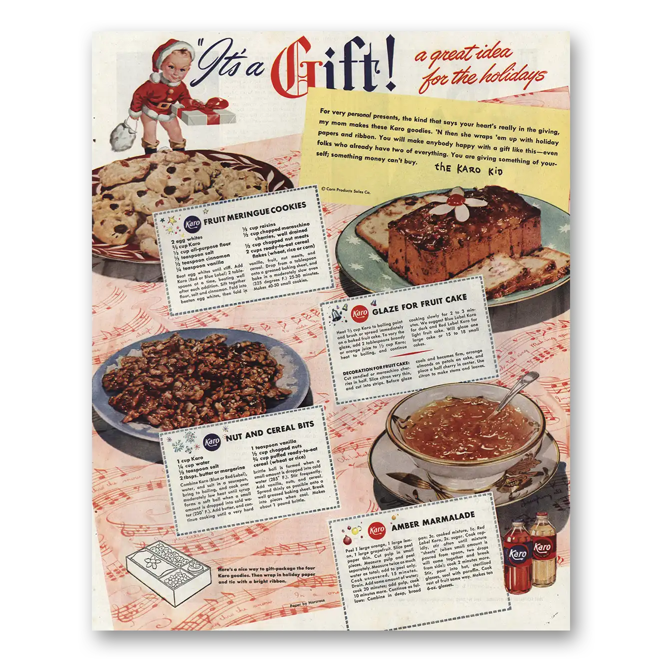 1945 Karo Gift Great Idea for Holidays Vintage Magazine Print Ad