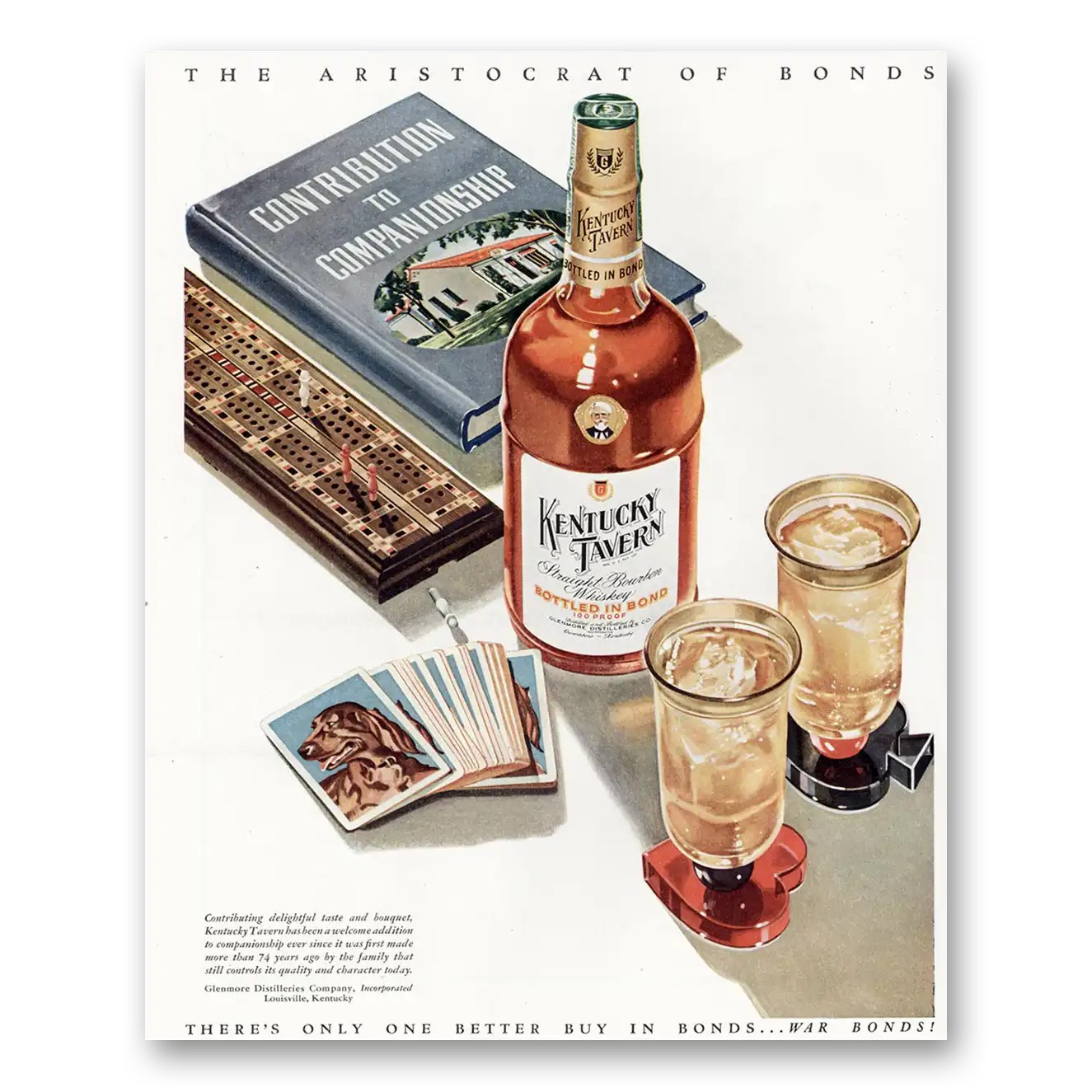 1945 Kentucky Tavern Whiskey Contribution to Companionship Vintage Magazine Print Ad