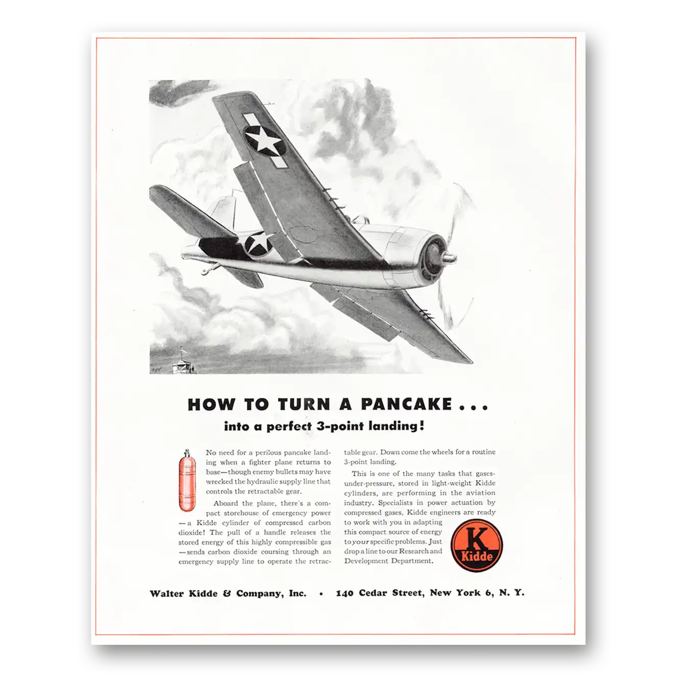 1945 Walter Kidde Fire Extinguisher How to Turn a Pancake Vintage Magazine Print Ad