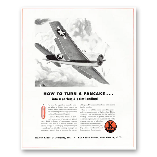 1945 Walter Kidde Fire Extinguisher How to Turn a Pancake Vintage Magazine Print Ad