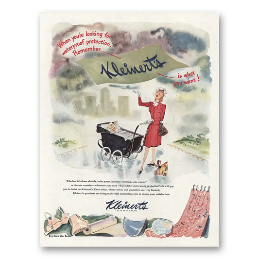 1945 Kleinerts Looking for Waterproof Protection Vintage Magazine Print Ad