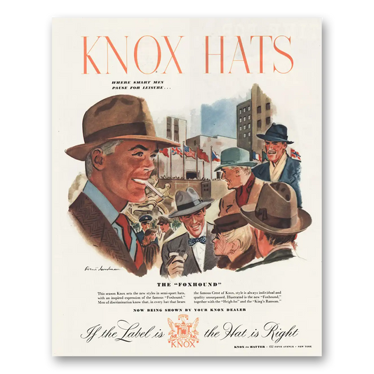 1945 Knox Hats The Foxhound Vintage Magazine Print Ad