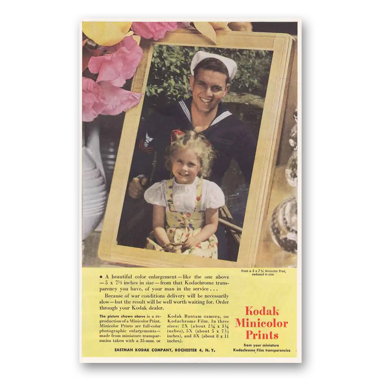 1945 Kodak Film Minicolor Prints Sailor War Conditions Vintage Magazine Print Ad