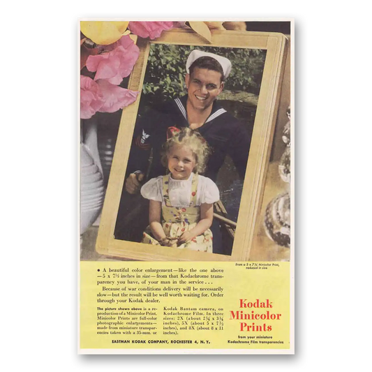 1945 Kodak Film Minicolor Prints Sailor War Conditions Vintage Magazine Print Ad