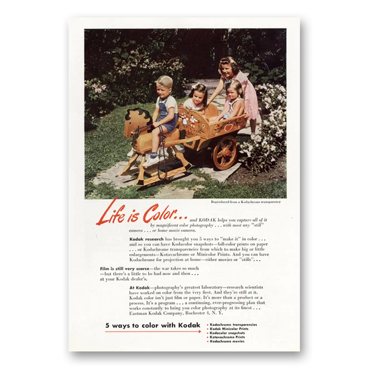 1945 Kodachrome Film Life Is Color Vintage Magazine Print Ad