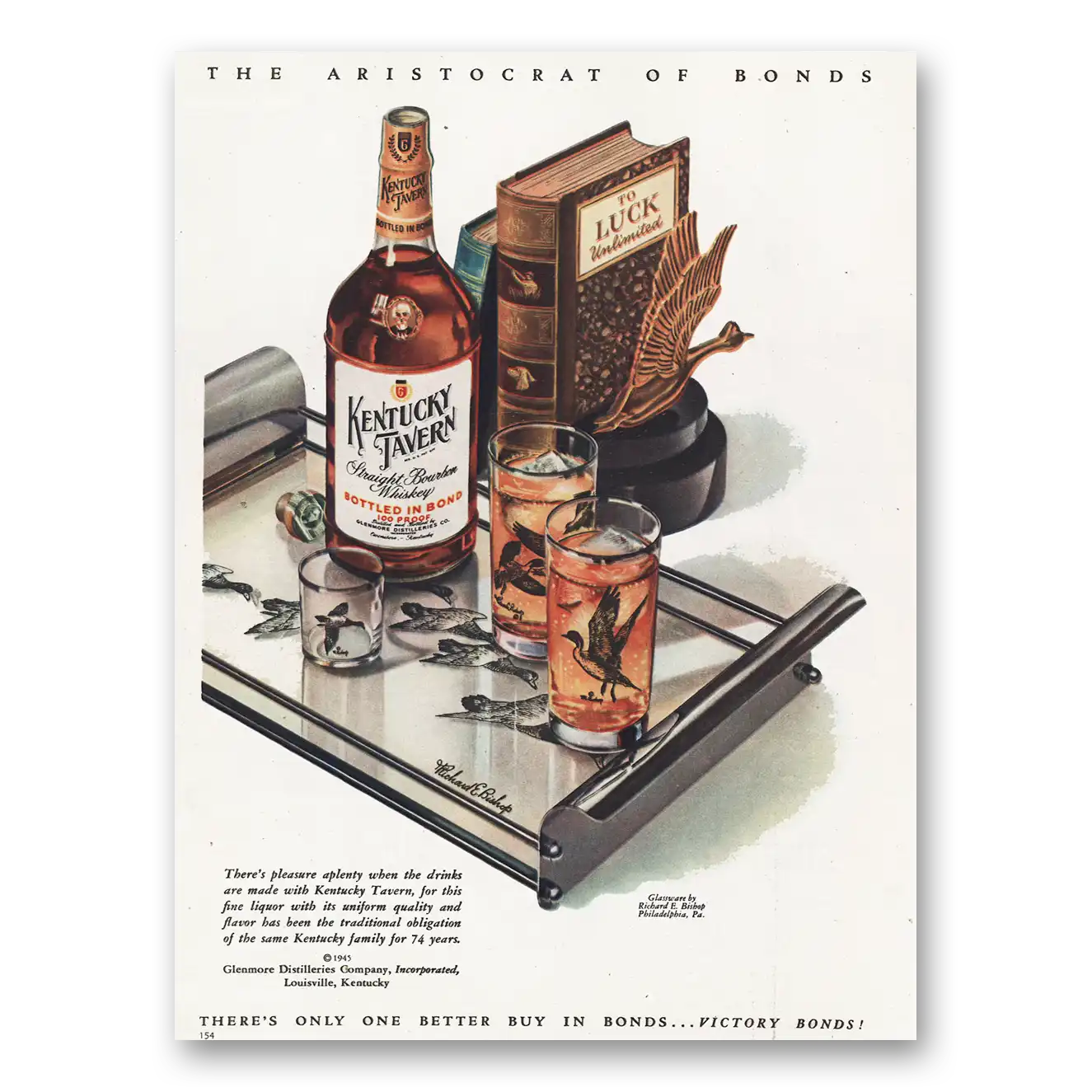 1945 Kentucky Tavern Whiskey Luck Unlimited Vintage Magazine Print Ad