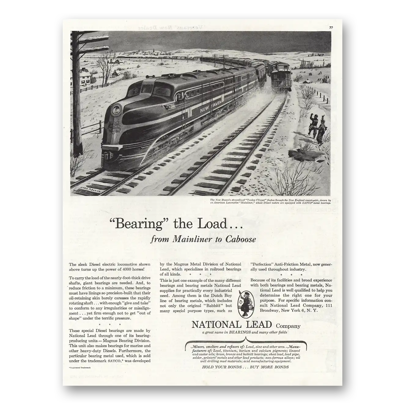 1945 National Lead Company Bearing the Load Vintage Magazine Print Ad