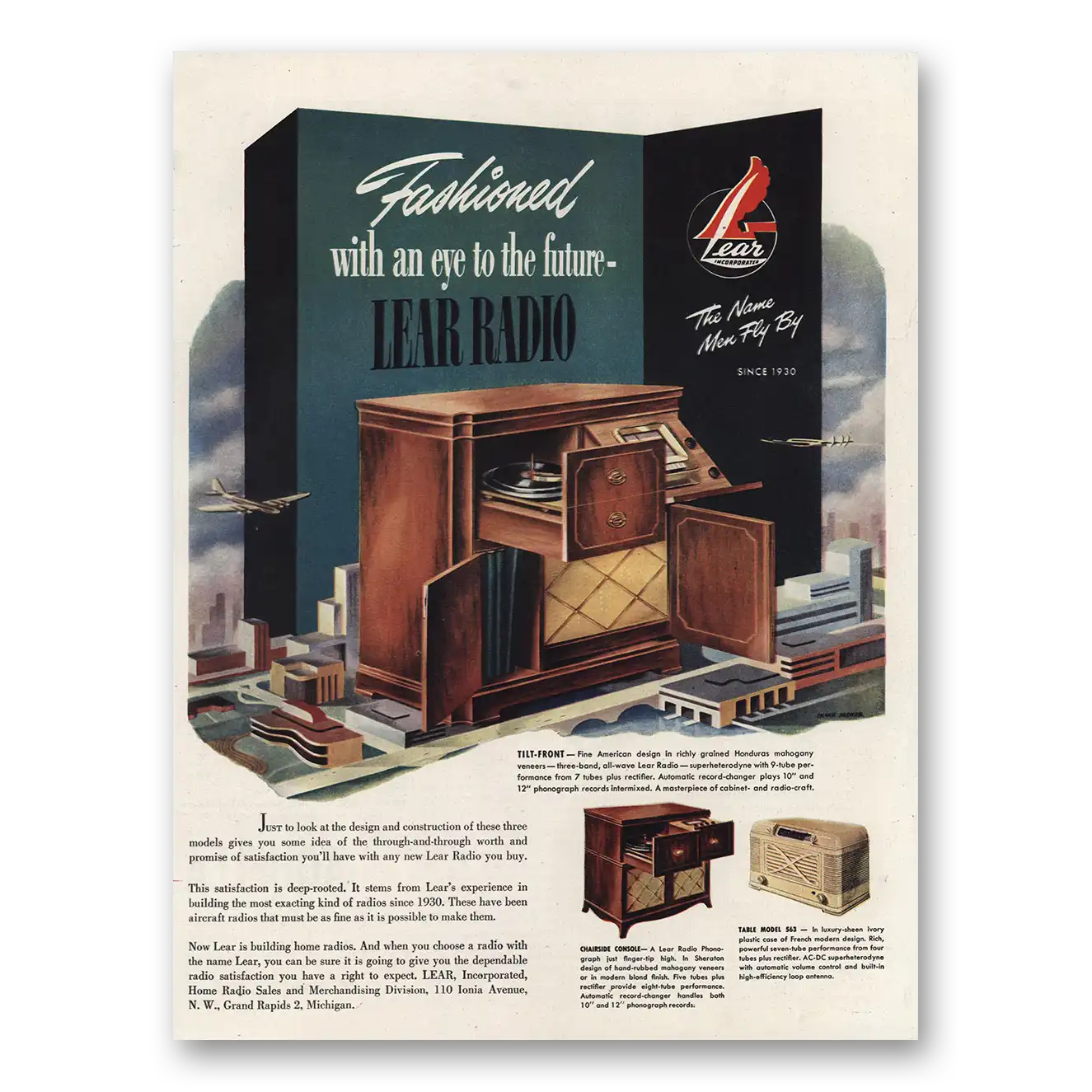 1945 Lear Radio Eye to the Future Vintage Magazine Print Ad