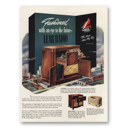 1945 Lear Radio Eye to the Future Vintage Magazine Print Ad