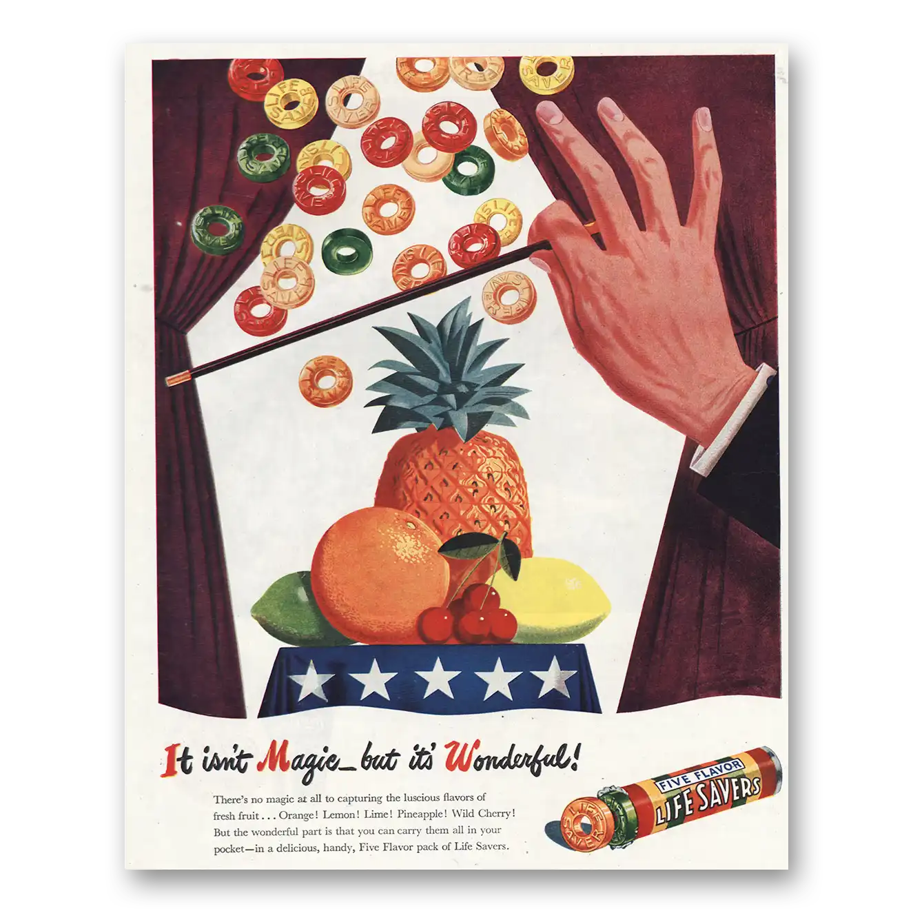 1945 Life Savers It Isnt Magic But Its Wonderful Vintage Magazine Print Ad