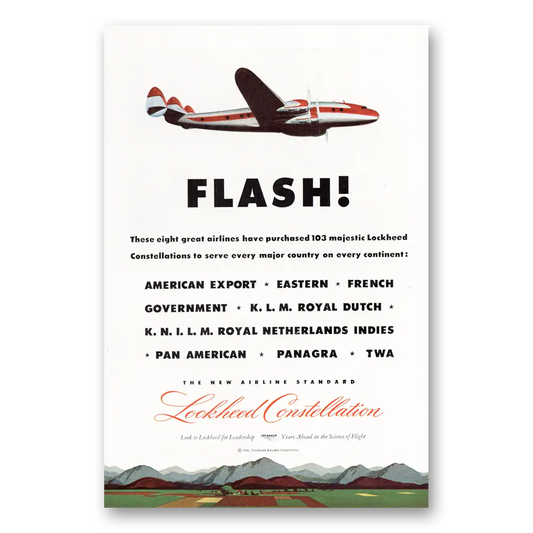 1945 Lockheed Constellation Flash Eight Great Airlines Vintage Magazine Print Ad