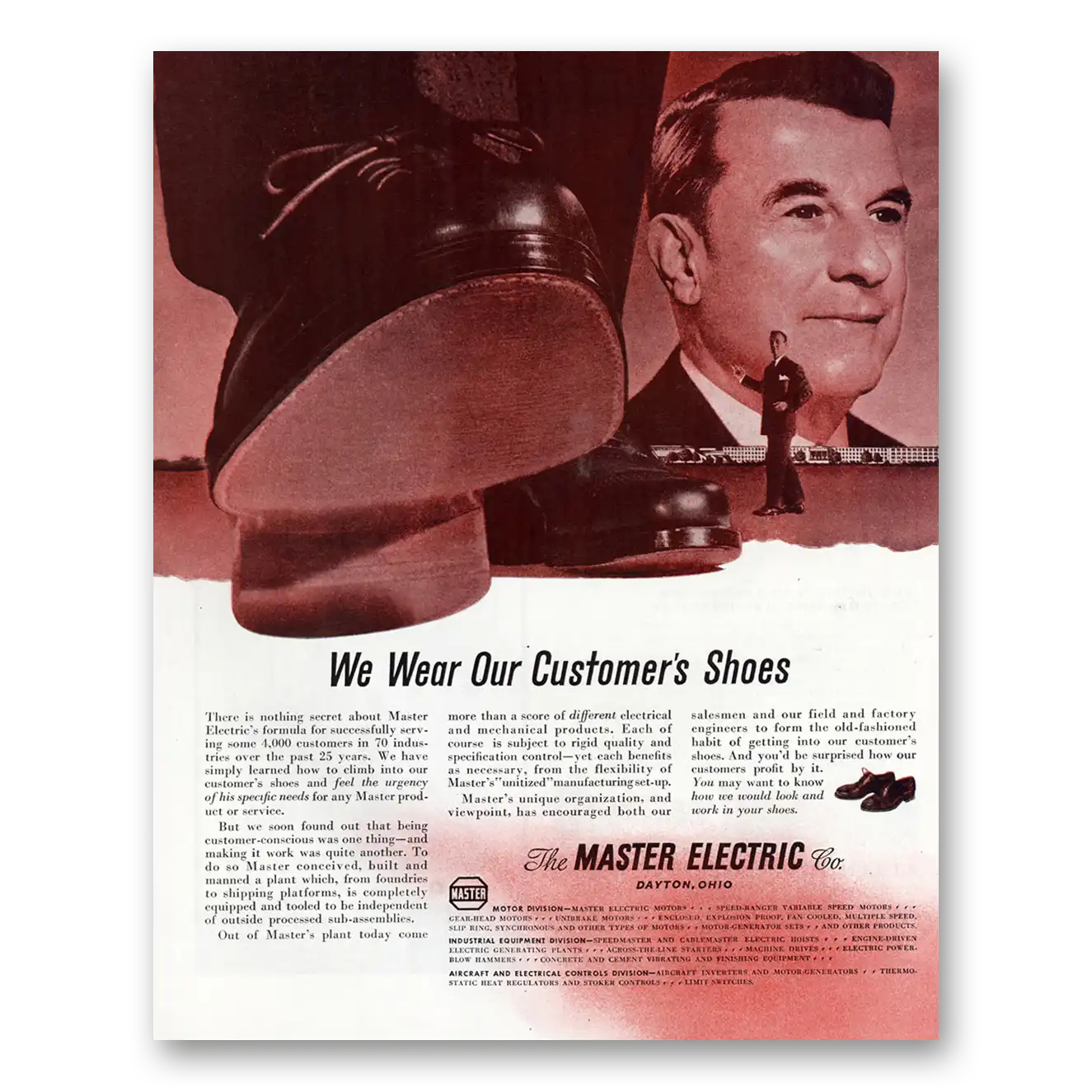 1945 Master Electric We Wear Our Customers Shoes Vintage Magazine Print Ad