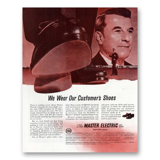 1945 Master Electric We Wear Our Customers Shoes Vintage Magazine Print Ad