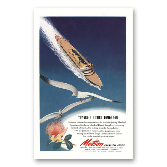 1945 Matson Line Toward a Richer Tomorrow Vintage Magazine Print Ad