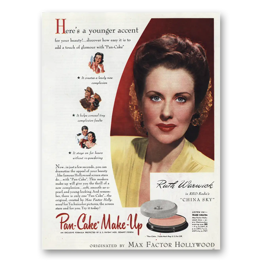 1945 Max Factor Ruth Warwick Vintage Magazine Print Ad