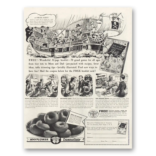 1945 Mayflower Donuts Pirate Party Vintage Magazine Print Ad