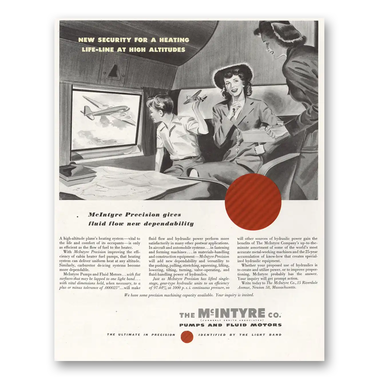 1945 McIntyre Life Line at High Altitudes Vintage Magazine Print Ad