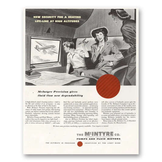 1945 McIntyre Life Line at High Altitudes Vintage Magazine Print Ad