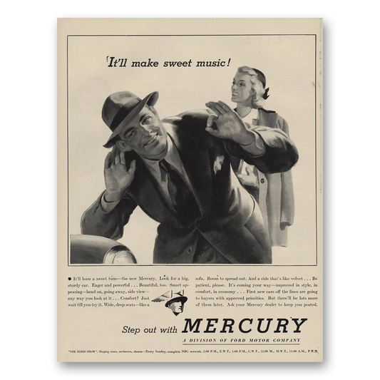 1945 Mercury Make Sweet Music Vintage Magazine Print Ad