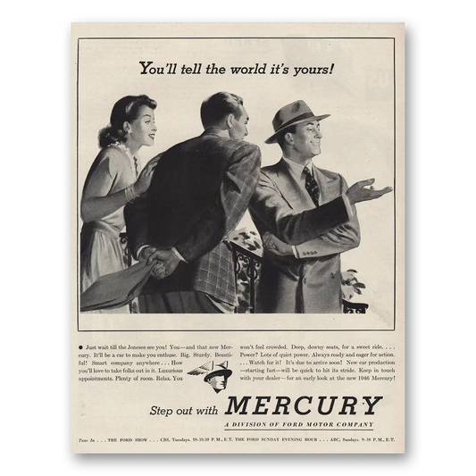 1945 Mercury Tell World Its Yours Vintage Magazine Print Ad