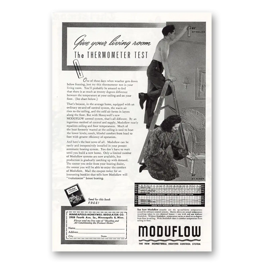 1945 Moduflow Thermometer Test Vintage Magazine Print Ad