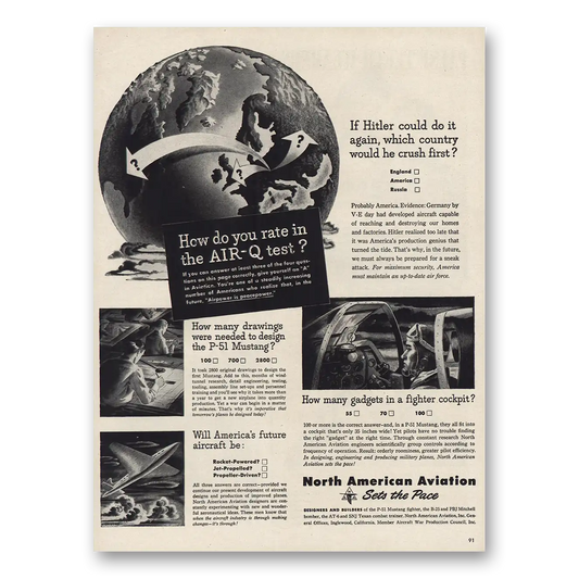 1945 North American Aviation If Hitler Could To It Again Vintage Magazine Print Ad