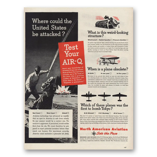 1945 North American Aviation Test Your Air Q Vintage Magazine Print Ad