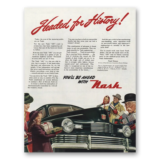 1945 Nash Motors Headed for History Vintage Magazine Print Ad