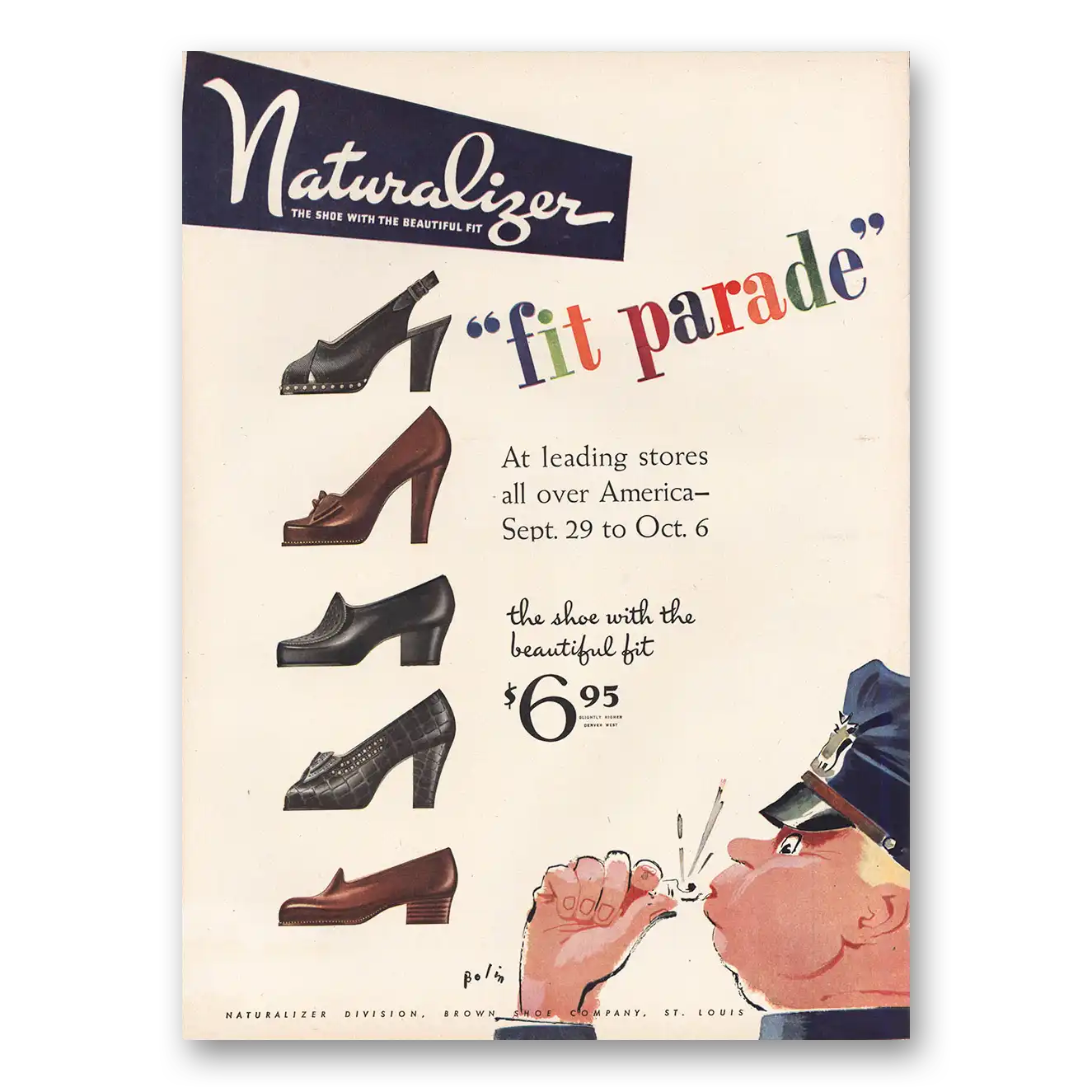 1945 Naturalizer Shoes Fit Parade Vintage Magazine Print Ad