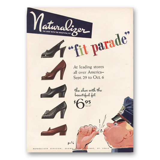 1945 Naturalizer Shoes Fit Parade Vintage Magazine Print Ad