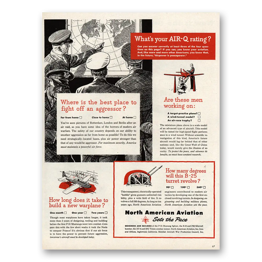 1945 North American Aviation Best Place Fight Off Aggressor Vintage Magazine Print Ad