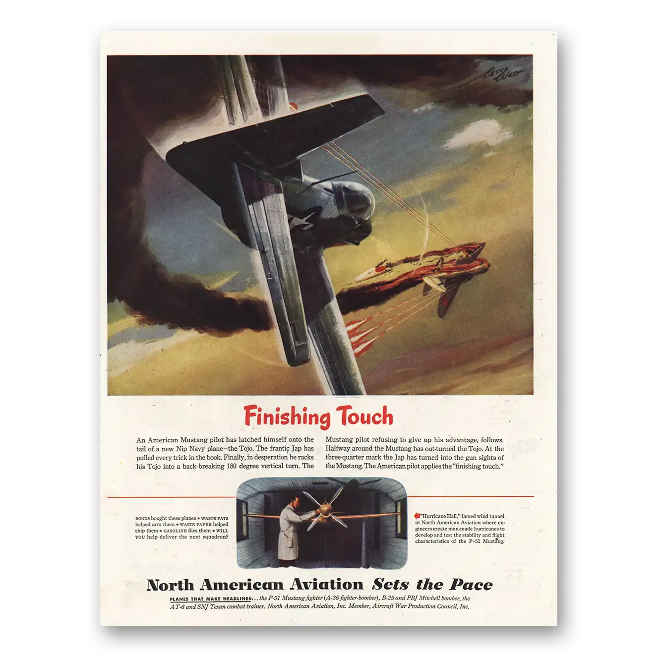 1945 North American Aviation Finishing Touch Vintage Magazine Print Ad