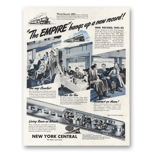 1945 New York Central Empire Hangs Up New Record Vintage Magazine Print Ad