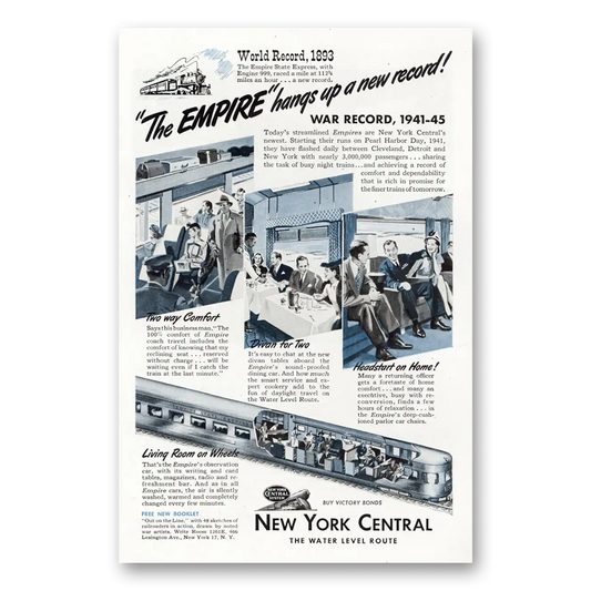 1945 New York Central Empire Hangs Up a New Record Vintage Magazine Print Ad