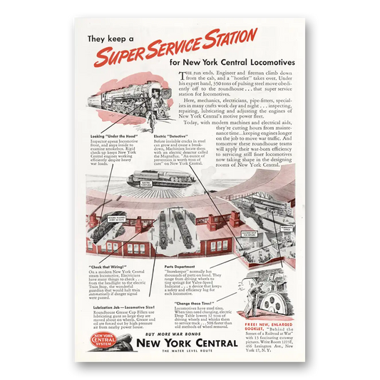 1945 New York Central Super Service Station Vintage Magazine Print Ad