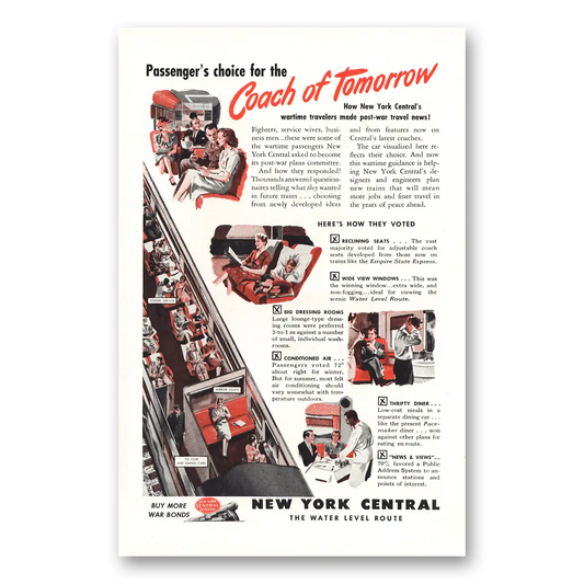 1945 New York Central Coach of Tomorrow Vintage Magazine Print Ad