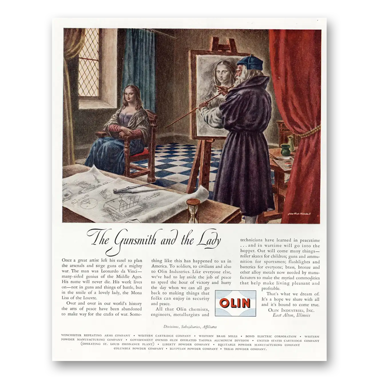 1945 Olin Gunsmith and the Lady Vintage Magazine Print Ad