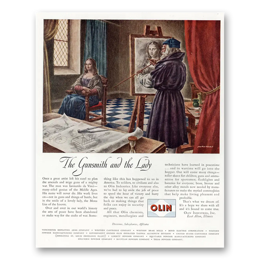 1945 Olin Gunsmith and the Lady Vintage Magazine Print Ad