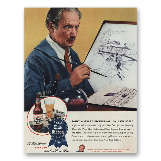 1945 Pabst Blue Ribbon Beer Paint a Great Picture Lavender Vintage Magazine Print Ad