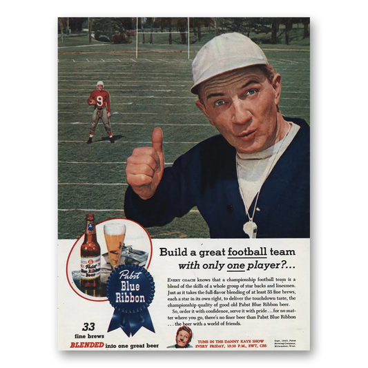 1945 Pabst Blue Ribbon Beer Build Great Football Team Vintage Magazine Print Ad