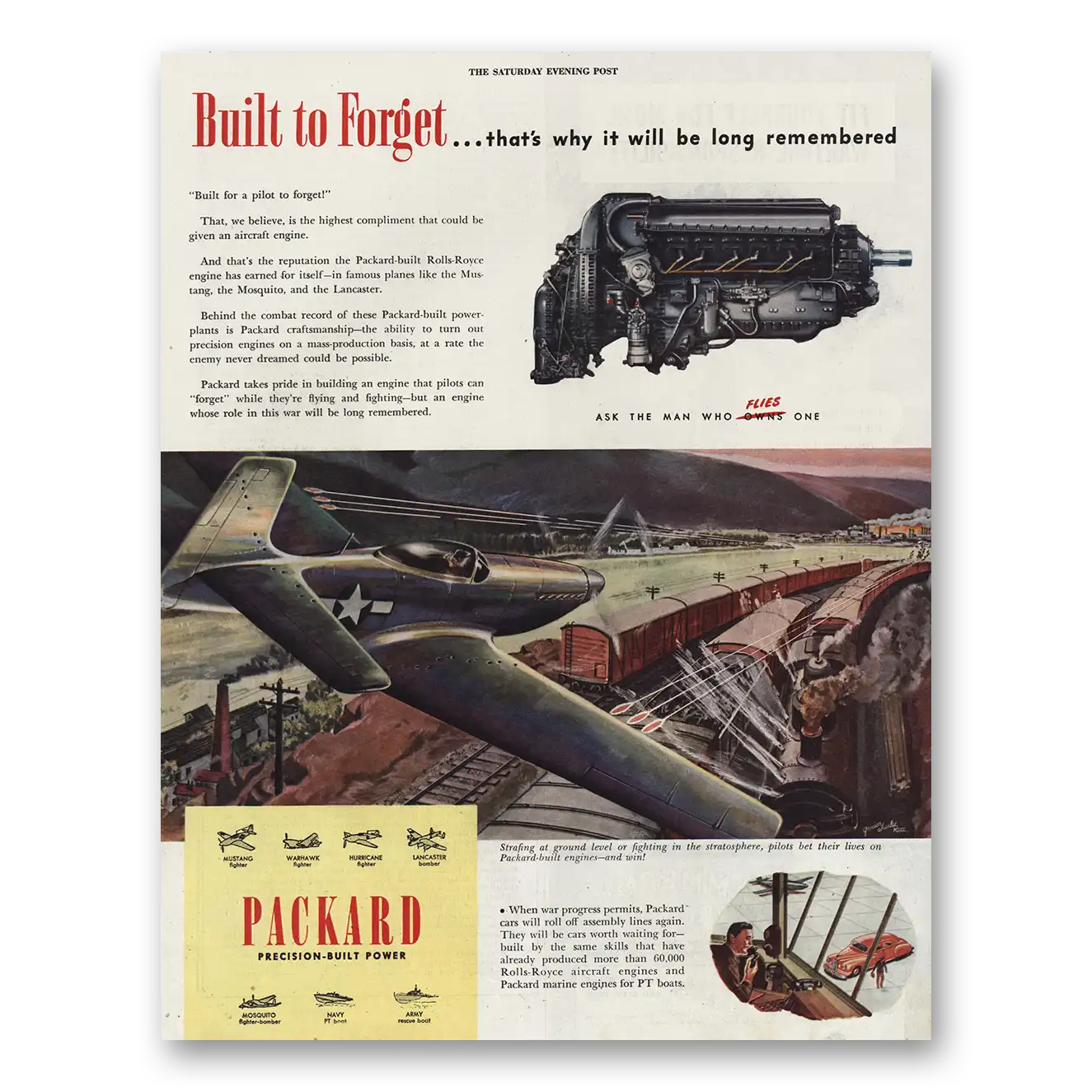 1945 Packard Engines Built to Forget Vintage Magazine Print Ad