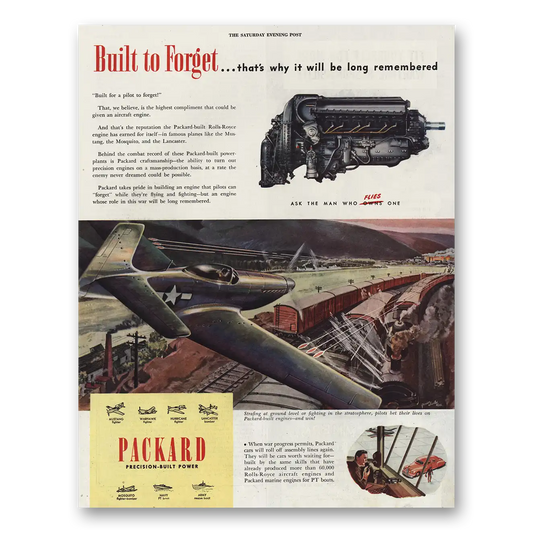 1945 Packard Engines Built to Forget Vintage Magazine Print Ad