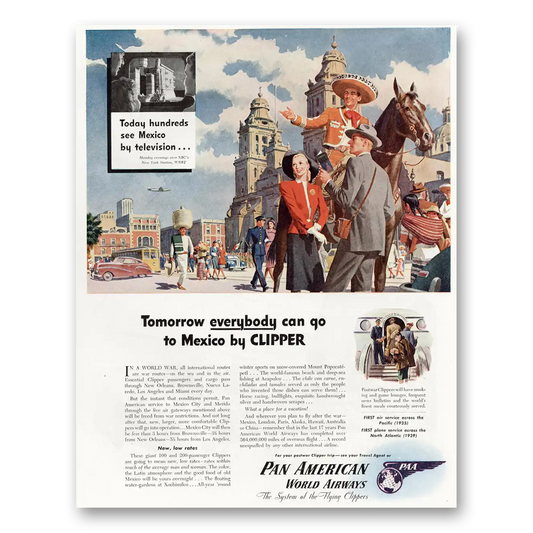 1945 Pan Am Mexico by Clipper Vintage Magazine Print Ad